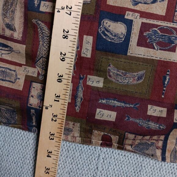 Woolrich Original Outdoor Vintage Shirt XL Red All Over Fish & Tackle Cotton - Picture 12 of 13